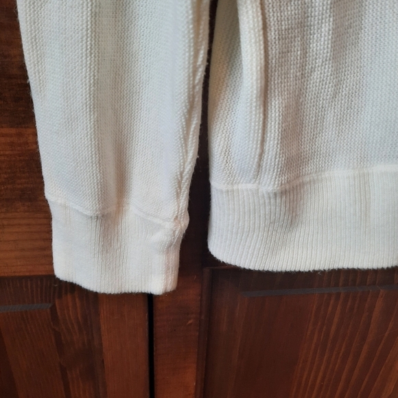 Vintage off white Grandpa style v-neck knit cardigan sweater unisex - Picture 6 of 9